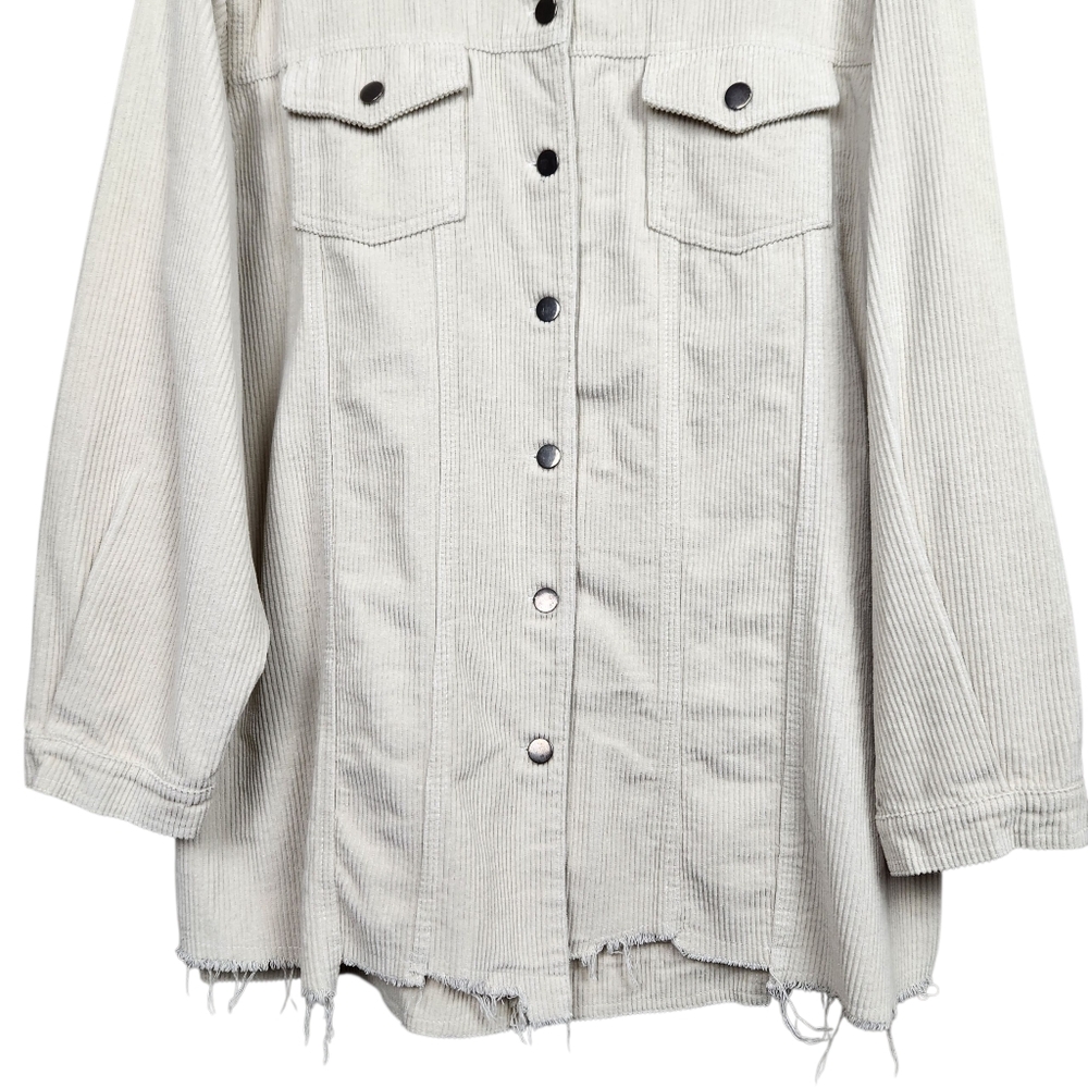 POL Leaving It All Behind Corduroy Jacket Cream Shacket Boho Womens Size Large - Picture 4 of 11